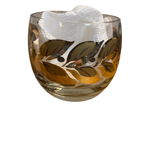 Set of 8 federal glass, Laurel leaf gold & black, roly poly glasses - Picture 4 of 6